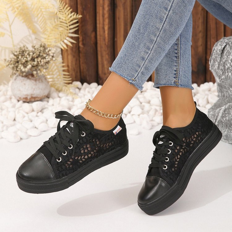 Damen Atmungsaktive Sneaker mit filigranem Mesh-Obermaterial und trendiger Plateausohle