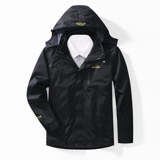 Herren zweilagige wasserdichte Outdoorjacke mit Fleecekragen und Kapuze Shop Nory