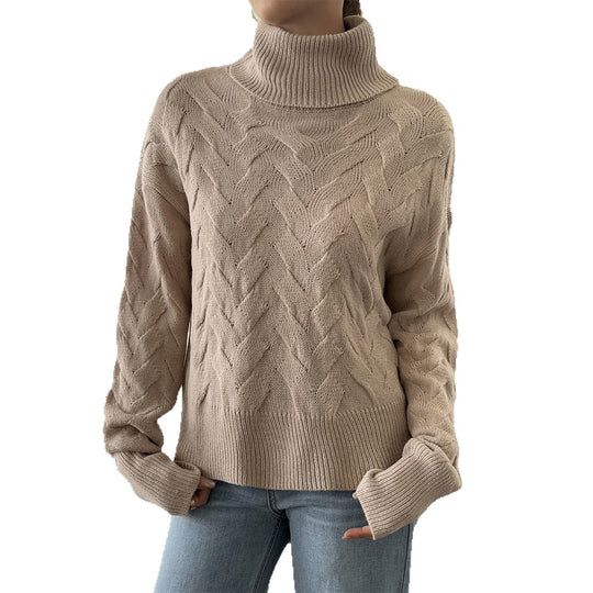 Damen nan grobstrick Rollkragenpullover mit Zopfstruktur, oversized Schnitt und längeren Ärmeln Shop Nory