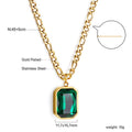 Damen Halskette mit grünem Edelsteinanhänger aus goldplattiertem Edelstahl Shop Nory