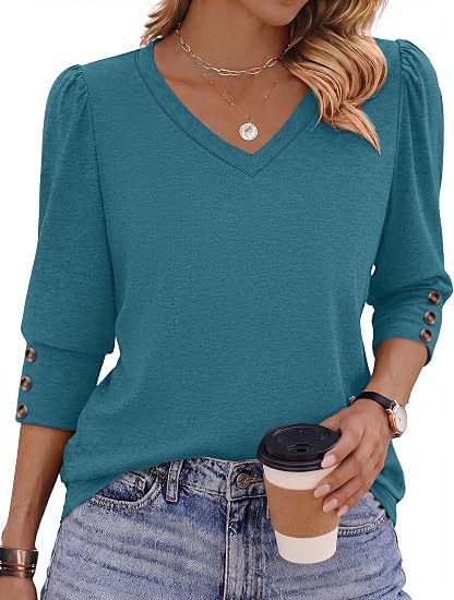Damen Leopardenmuster V‑Neck Bluse mit 3/4-Ärmeln und geraffter Vorderpartie Shop Nory