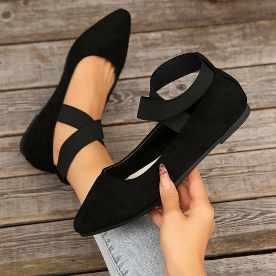 Damen elegante Ballerinas mit verstellbarem Riemchendesign