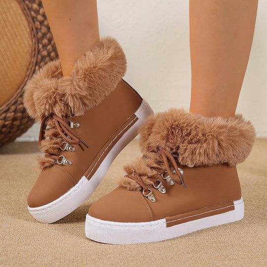Damen Winterliche Sneaker-Stiefelette mit Kunstfellkragen und Plateau Shop Nory