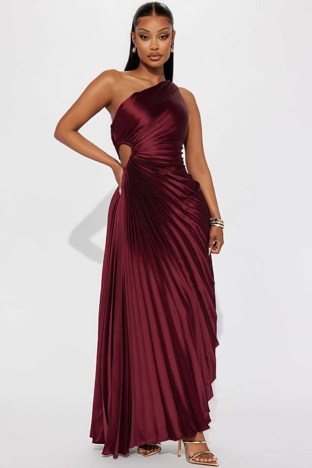 Damen Abendkleid mit elegantem Faltenrock und asymmetrischem Oberteil Shopnory