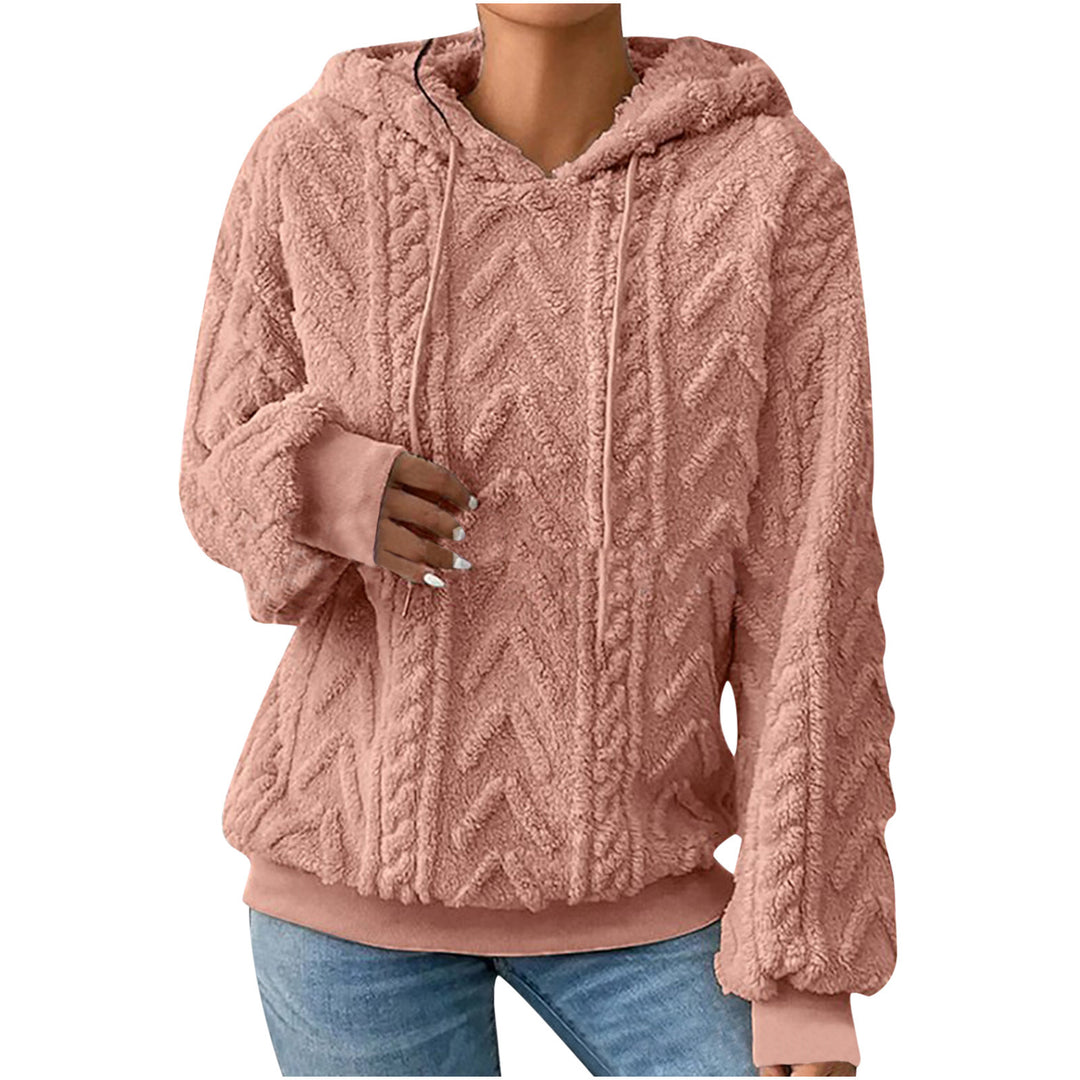 Damen nan kuscheliger Kapuzenpullover mit Zopfmuster Eingrifftaschen und Rippbündchen Shop Nory