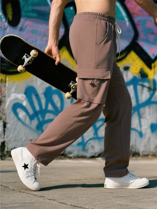 Herren Relaxed-Fit Cargo-Jogginghose mit elastischem Bund, Klapptasche & Tunnelzug Shop Nory