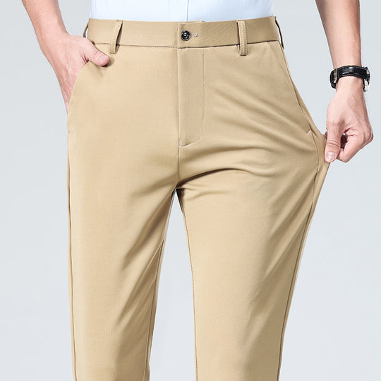 Herren Elegante gerade geschnittene Stretch-Businesshose mit Bügelfalte Shop Nory