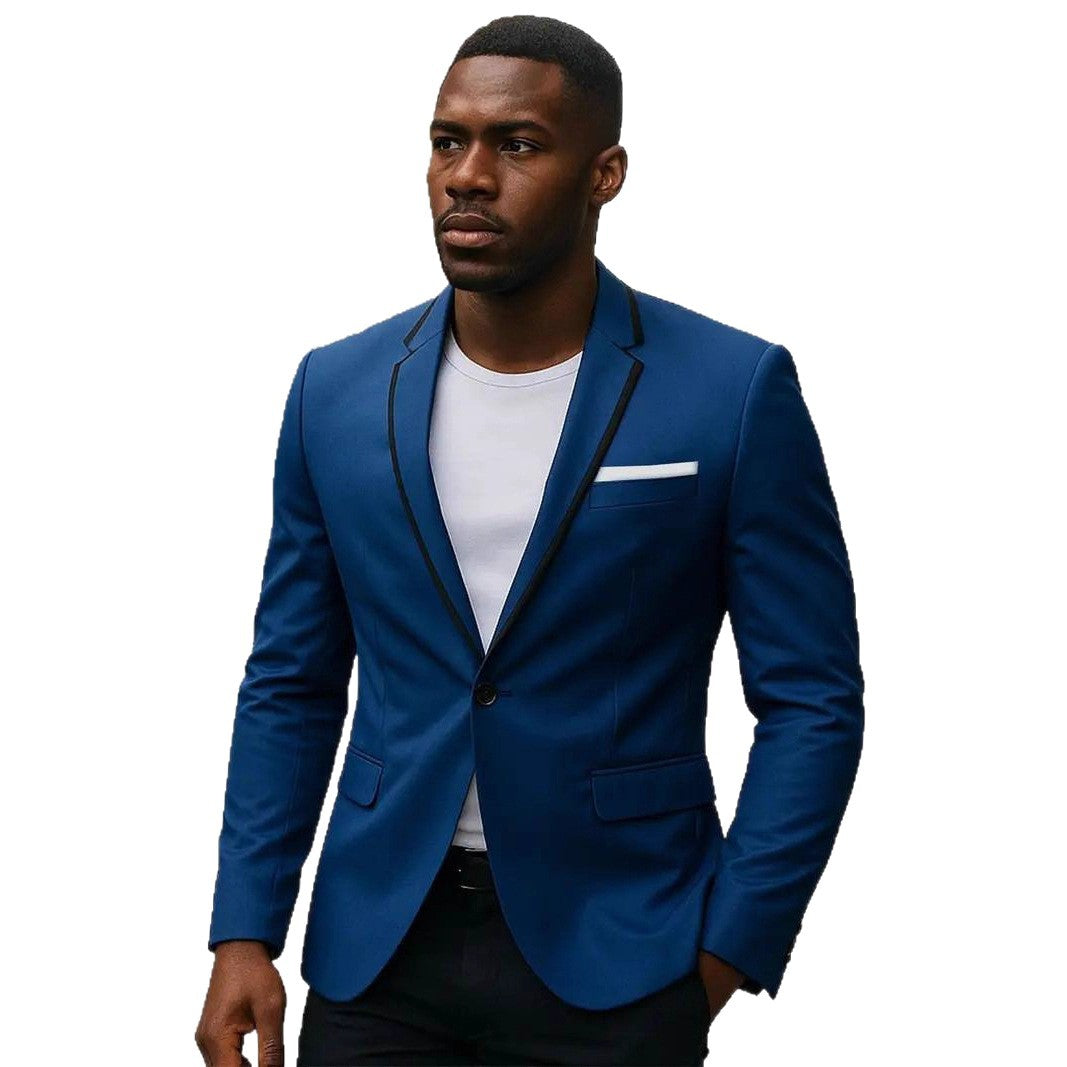 Herren einreihiges Slim-Fit Sakko mit kontrastierendem Reversbesatz und Pattentaschen Shop Nory