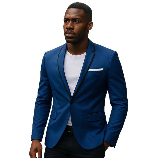 Herren einreihiges Slim-Fit Sakko mit kontrastierendem Reversbesatz und Pattentaschen Shop Nory