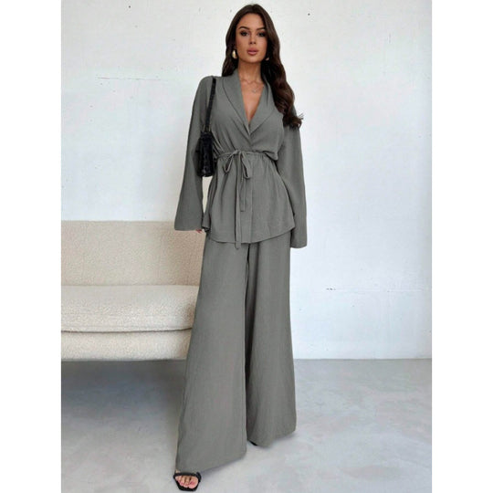 Damen Eleganter Wickel-Jumpsuit mit weitem Palazzo-Bein Shop Nory