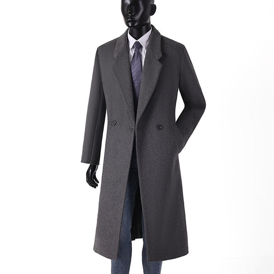 Herren Moderner Longcoat aus Wollmix mit schmalem Revers, leichter Taillierung und seitlichen Eingrifftaschen Shop Nory