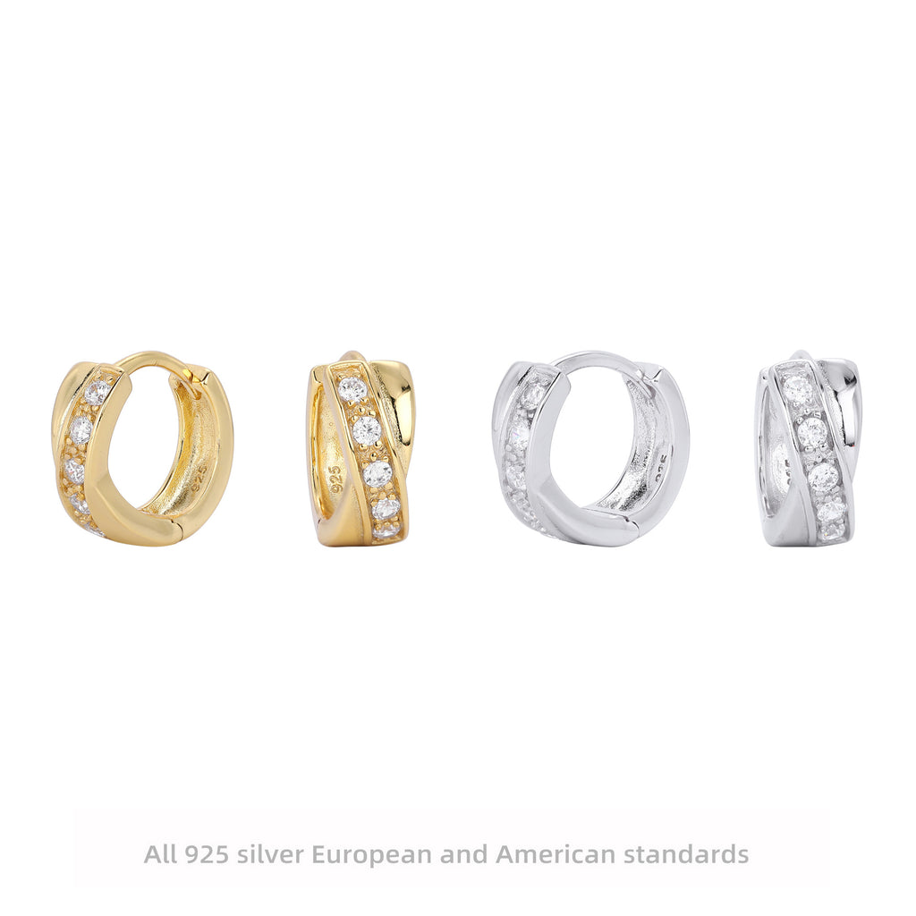 Damen Creolen mit strahlenden Zirkonsteinen und 925 Sterlingsilber Shop Nory