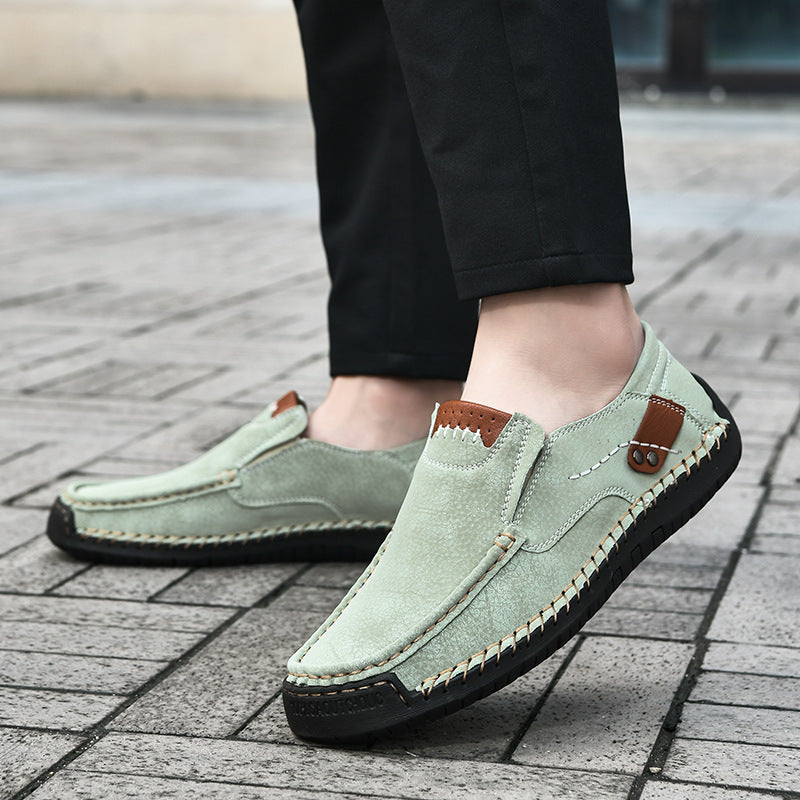 Herren Robuste Leder Mokassins mit elastischem Einstieg Shopnory