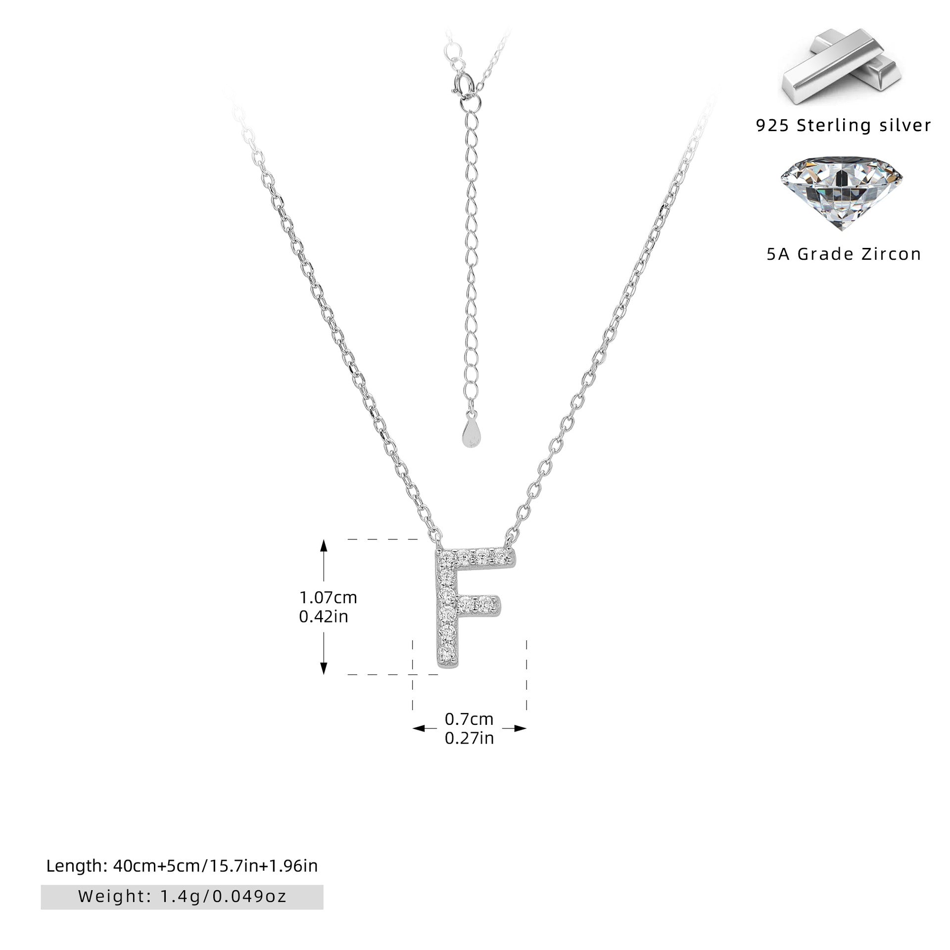 Damen Halskette mit Z-Anhänger und funkelnden Zirkonia Shop Nory