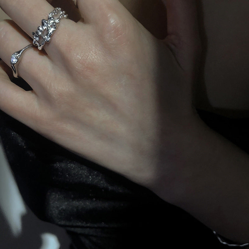 Damen Offener Ring mit kunstvollem Design und funkelndem Kristall Shop Nory