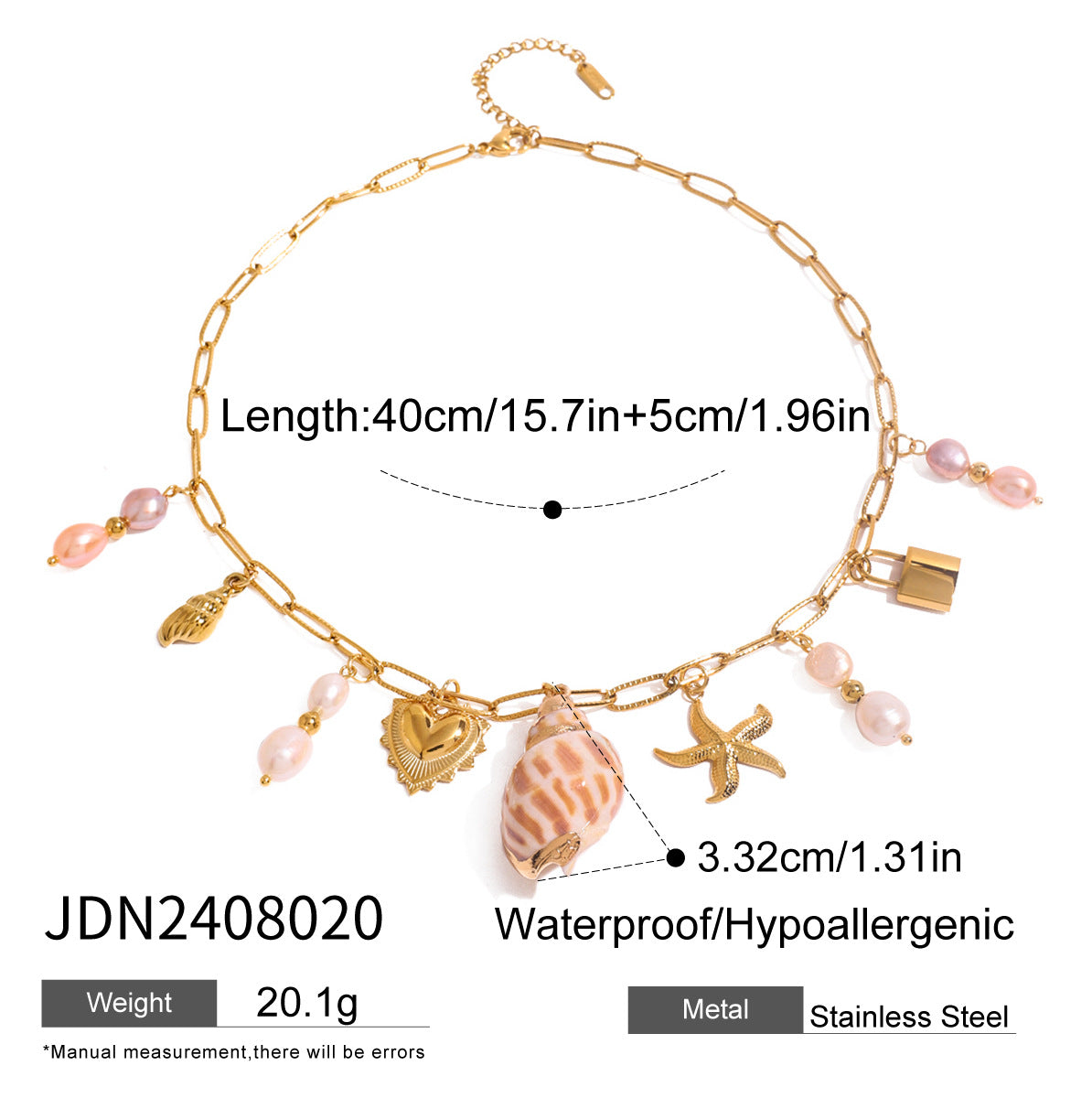 Damen Kette mit buntem Perlenmuster und Seestern-Anhänger Shop Nory
