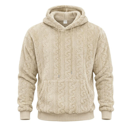Herren Sherpa-Kapuzenpullover mit Zopfmuster, Kängurutasche und Rippbündchen Shop Nory