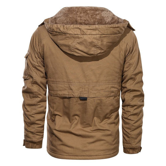 Herren thermoisolierte Canvas‑Fieldjacke mit Kapuze, Teddyfutter und Multifunktions‑Taschen Shop Nory
