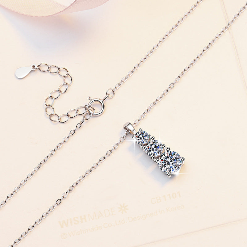 Damen Halskette mit dreifachem Kristall-Anhänger Shop Nory