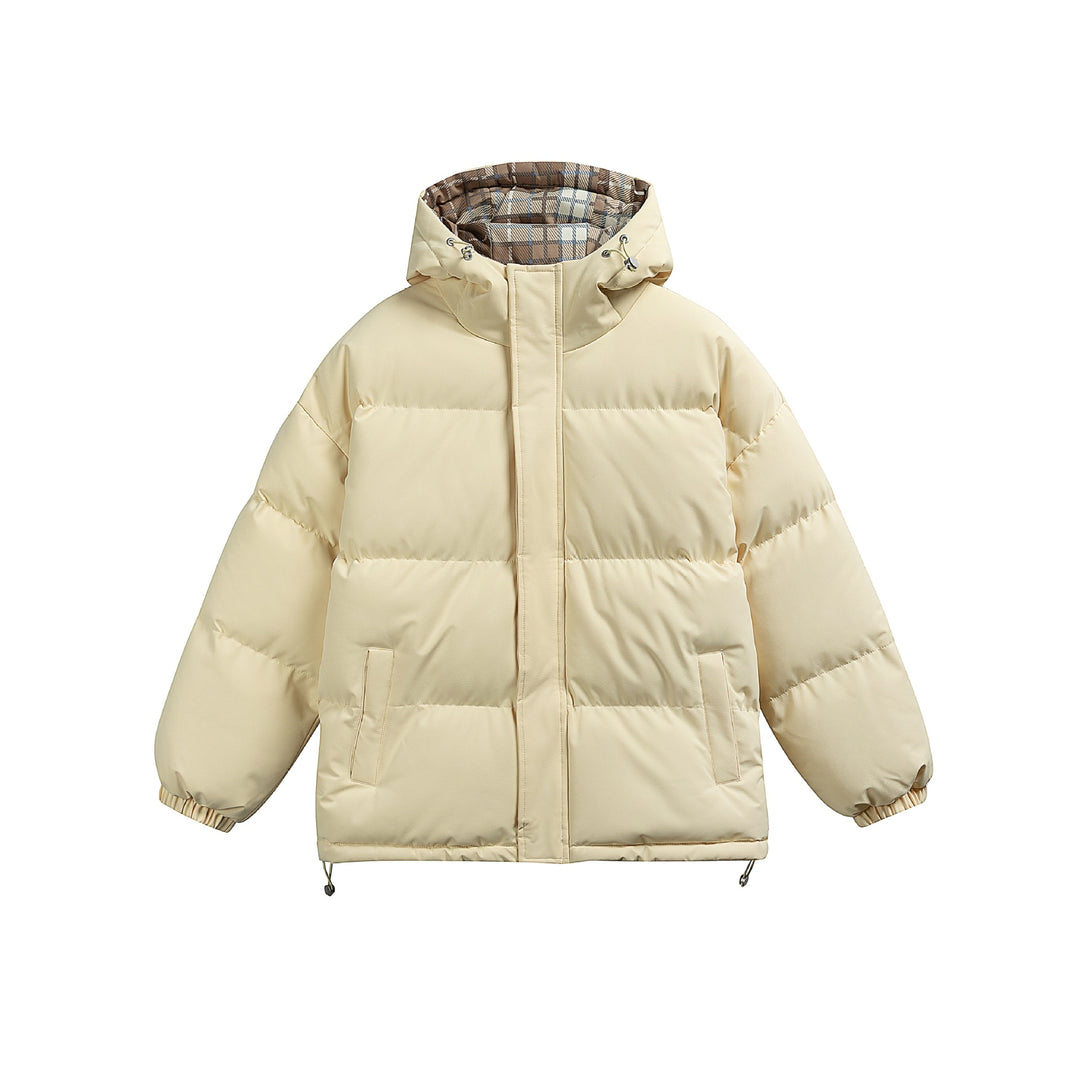 Damen Wattierte Oversize-Steppjacke mit Kapuze, hohem Kragen und karierter Futterverzahnung Shop Nory
