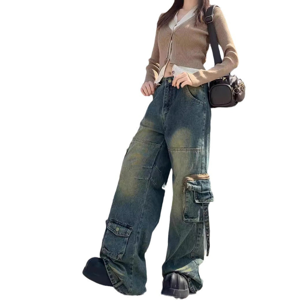 Damen Cargo-Jeans im lässigen Oversized-Stil mit praktischen Taschen und modischen Akzenten Shopnory