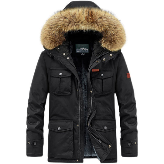 Herren Winterparka mit Kunstfellkapuze gesteppter Thermofütterung und Multifachtaschen Shop Nory