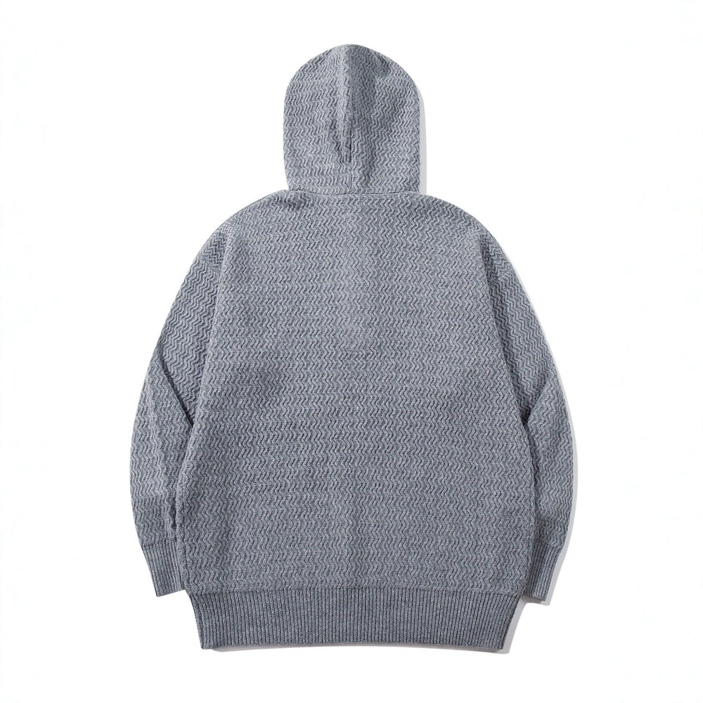 Unisex Strukturierter Kapuzen‑Strickpullover mit Henley‑Knopfleiste Shop Nory