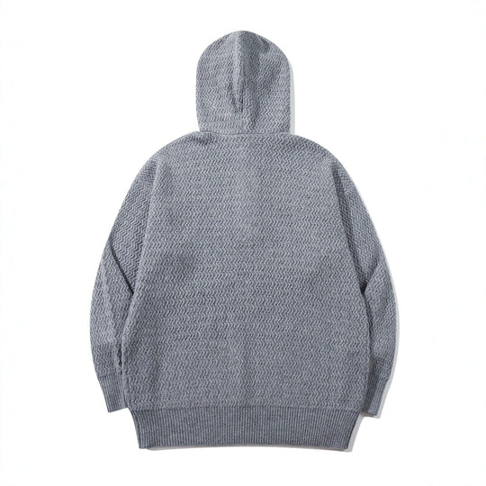 Unisex Strukturierter Kapuzen‑Strickpullover mit Henley‑Knopfleiste Shop Nory