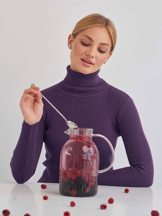 Damen Figurbetonter Rippstrick-Rollkragenpullover Shop Nory