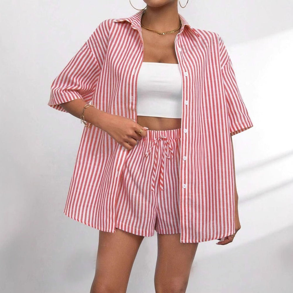 Damen lässiges Hemd und Shorts Set
