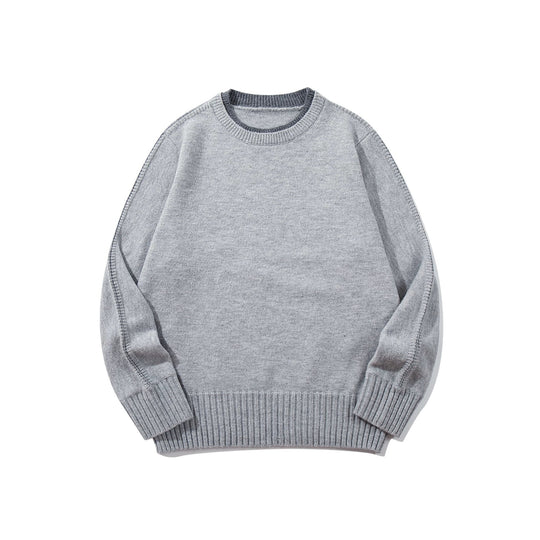 Unisex Feinstrick Rundhalspullover mit breitem Rippenbund und überschnittener Schulter Shop Nory