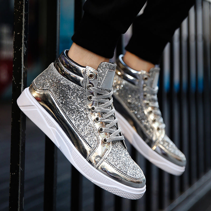 Damen Hochglänzende Sneaker mit glitzerndem Obermaterial und rutschfester Sohle