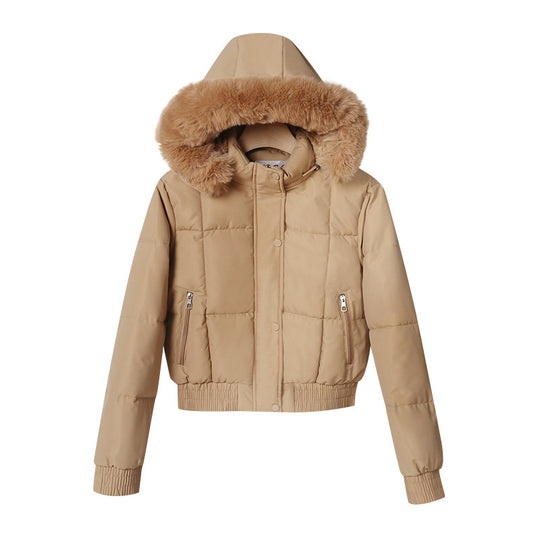 Damen nan gesteppte Bomberjacke mit Kapuze und Kunstfellbesatz Shop Nory