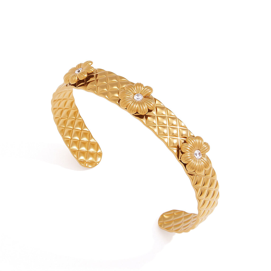 Damen Offenes Armband mit floralen Mustern aus hypoallergenem Edelstahl Shop Nory