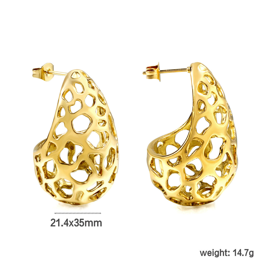 Damen Elegante goldplattierte Edelstahl Ohrstecker Shop Nory