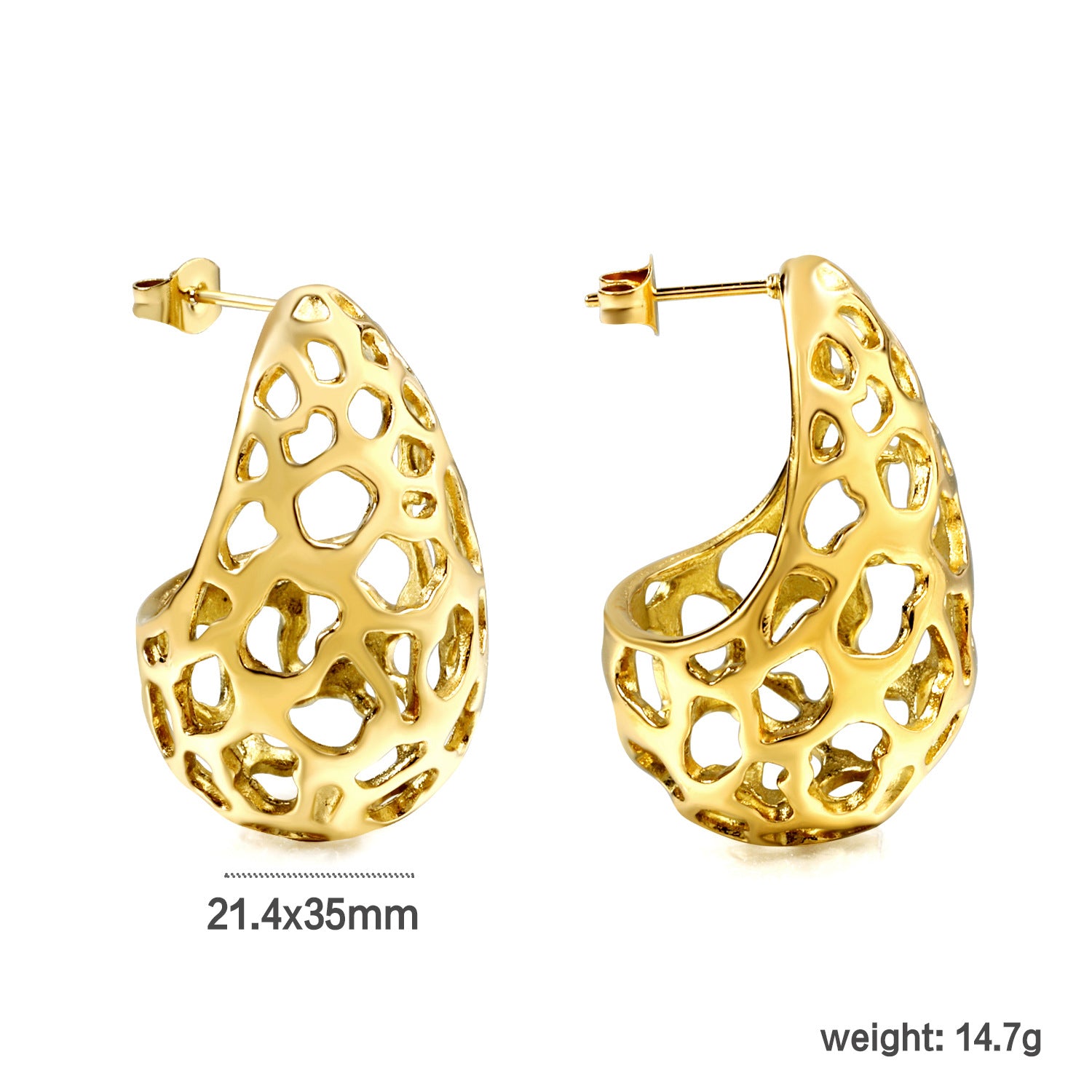 Damen Elegante goldplattierte Edelstahl Ohrstecker Shop Nory