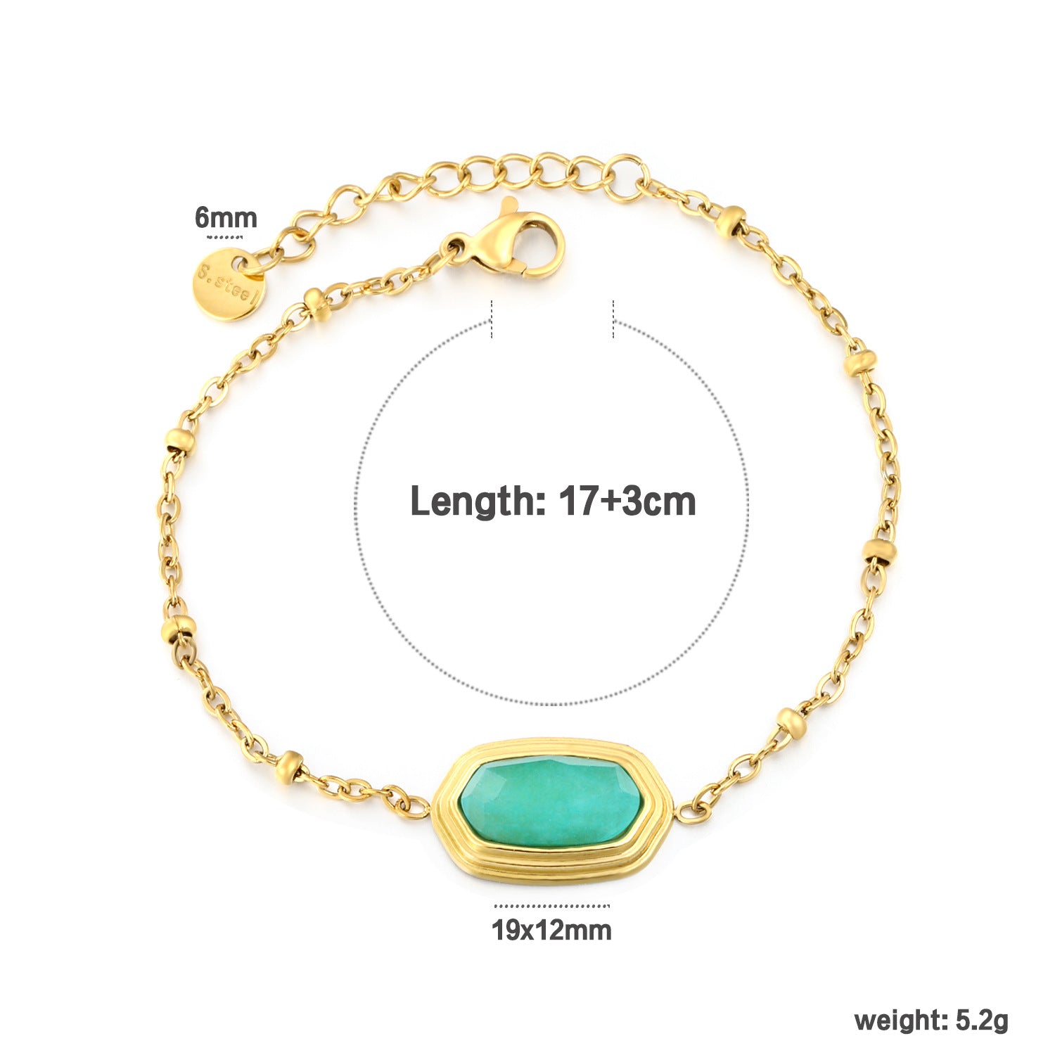 Damen Armband mit eleganten Türkisanhängern und verstellbarem Kettendesign Shop Nory