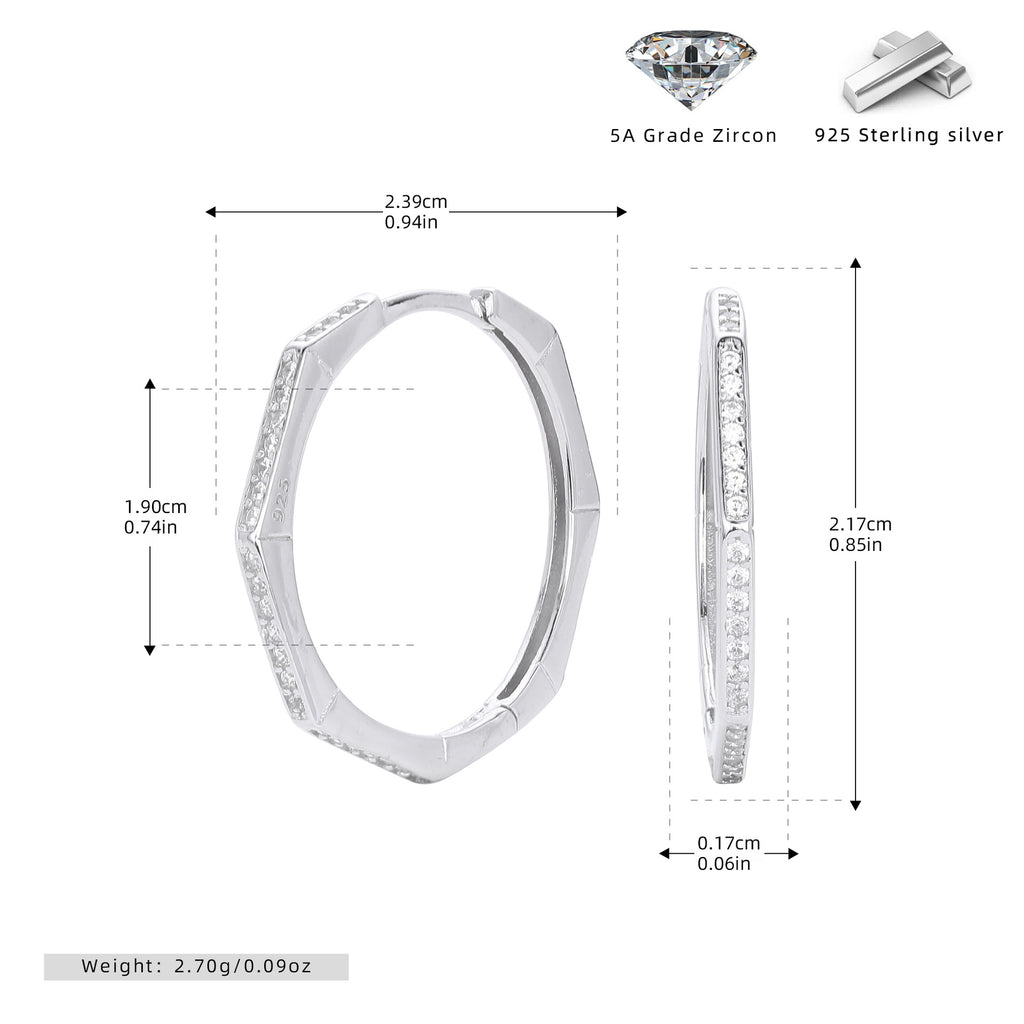 Damen geometrische Creolen mit funkelndem Zirkonbesatz aus hochwertigem 925 Sterling Silber Shop Nory
