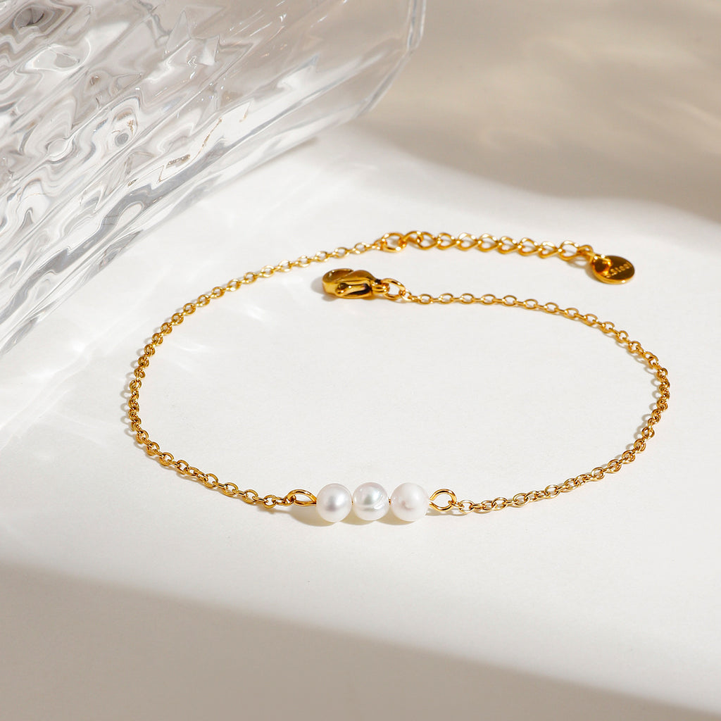 Damen zierliches Armband mit Perlenakzenten aus Edelstahl Shop Nory