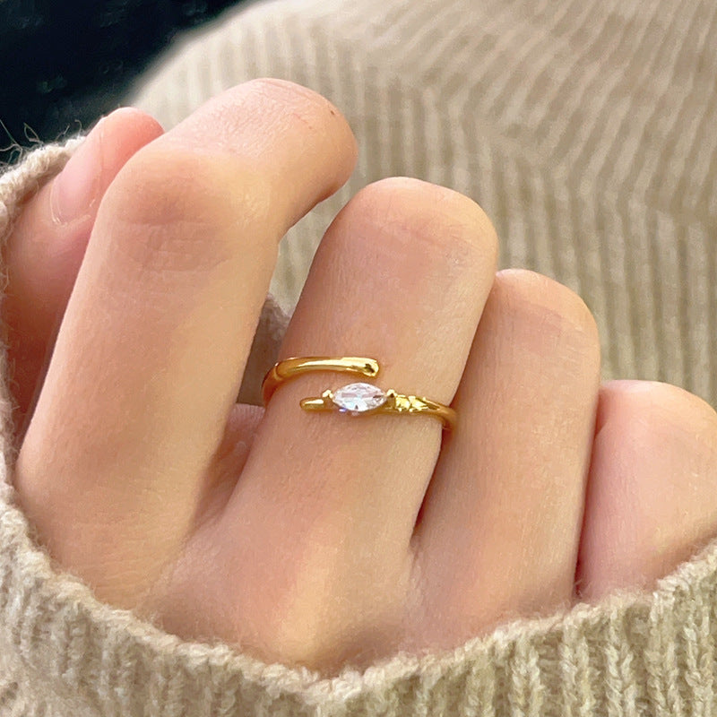 Damen Offener, eleganter Ring mit zartem Stein Shop Nory