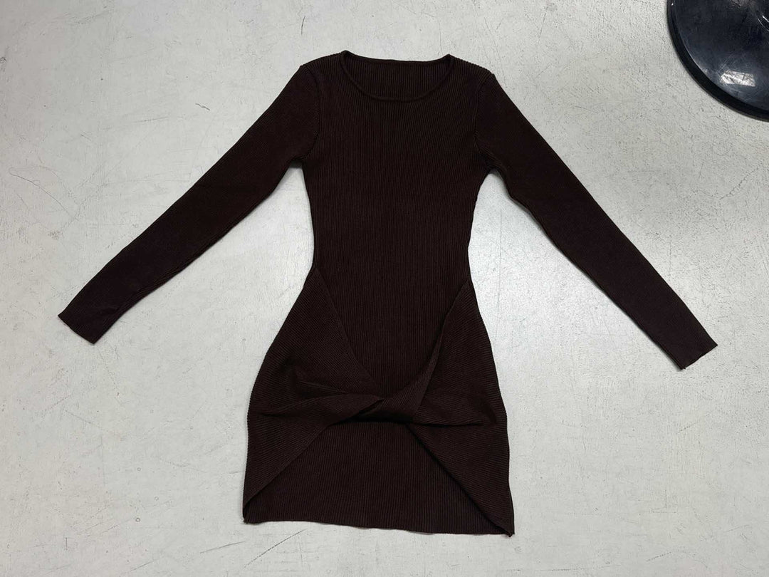Damen nan geripptes Minikleid mit Wickel-Twist und figurbetonter Silhouette Shop Nory