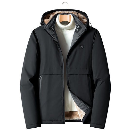 Herren Übergangsjacke mit Teddyfutter, winddichter Außenhülle und Kapuze Shop Nory