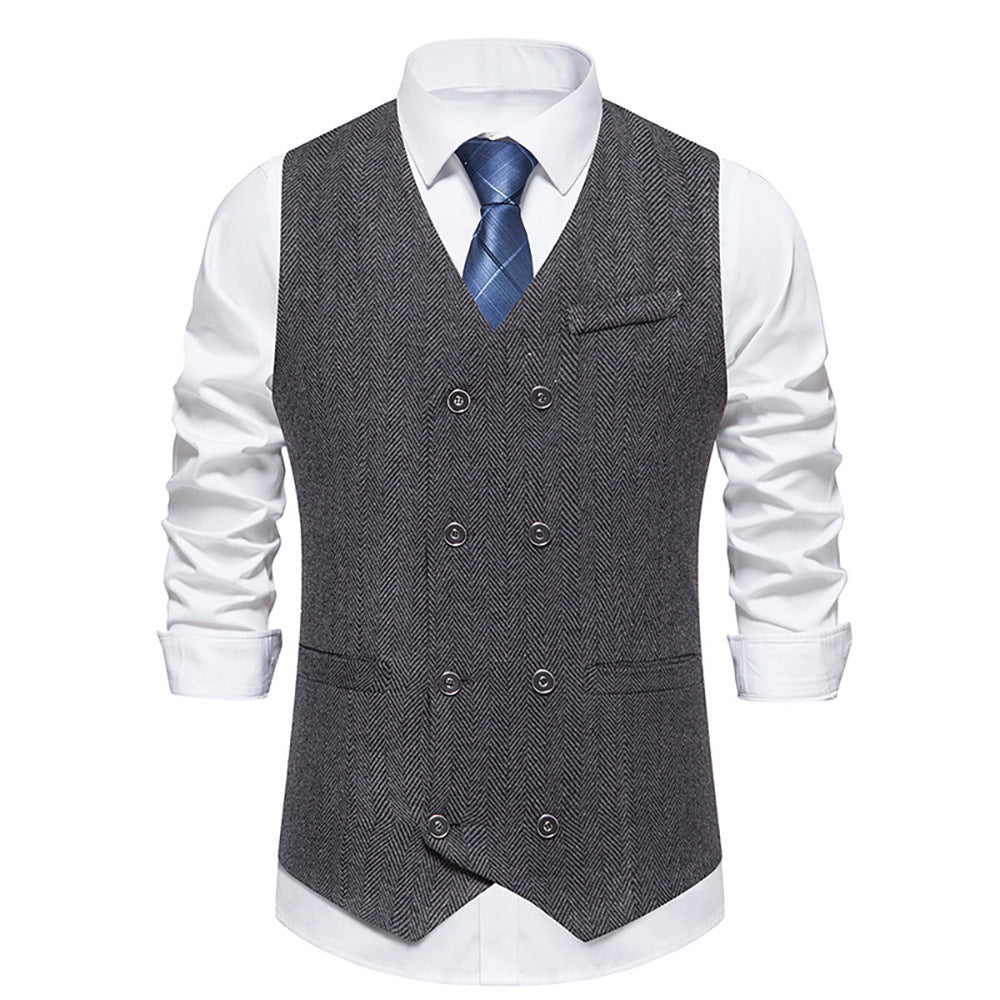 Herren elegante Doppelreiher-Weste im strukturierten Design