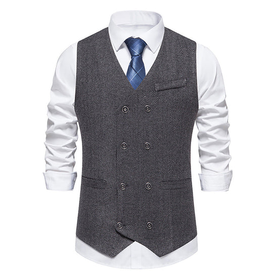 Herren elegante Doppelreiher-Weste im strukturierten Design