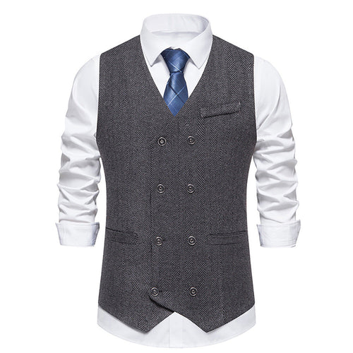 Herren elegante Doppelreiher-Weste im strukturierten Design