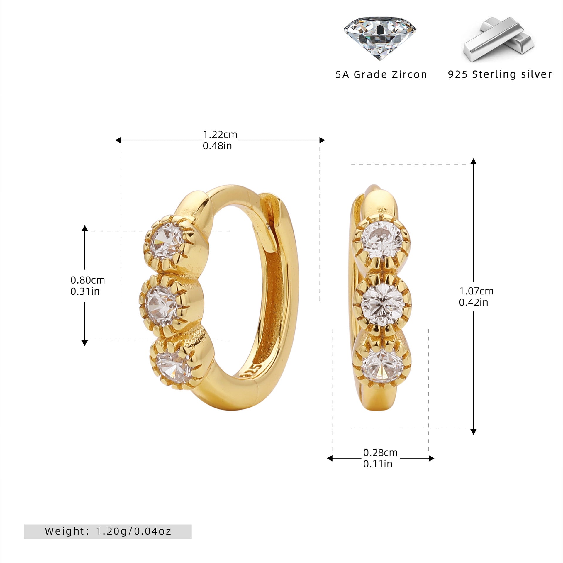 Damen Creolen mit funkelnden Zirkonia aus 925 Sterling Silber Shop Nory