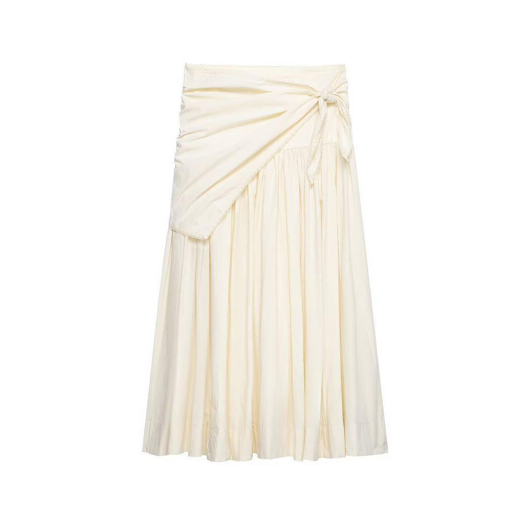 Damen Maxirock mit Wickeldetail und Spitzenbesatz Shop Nory