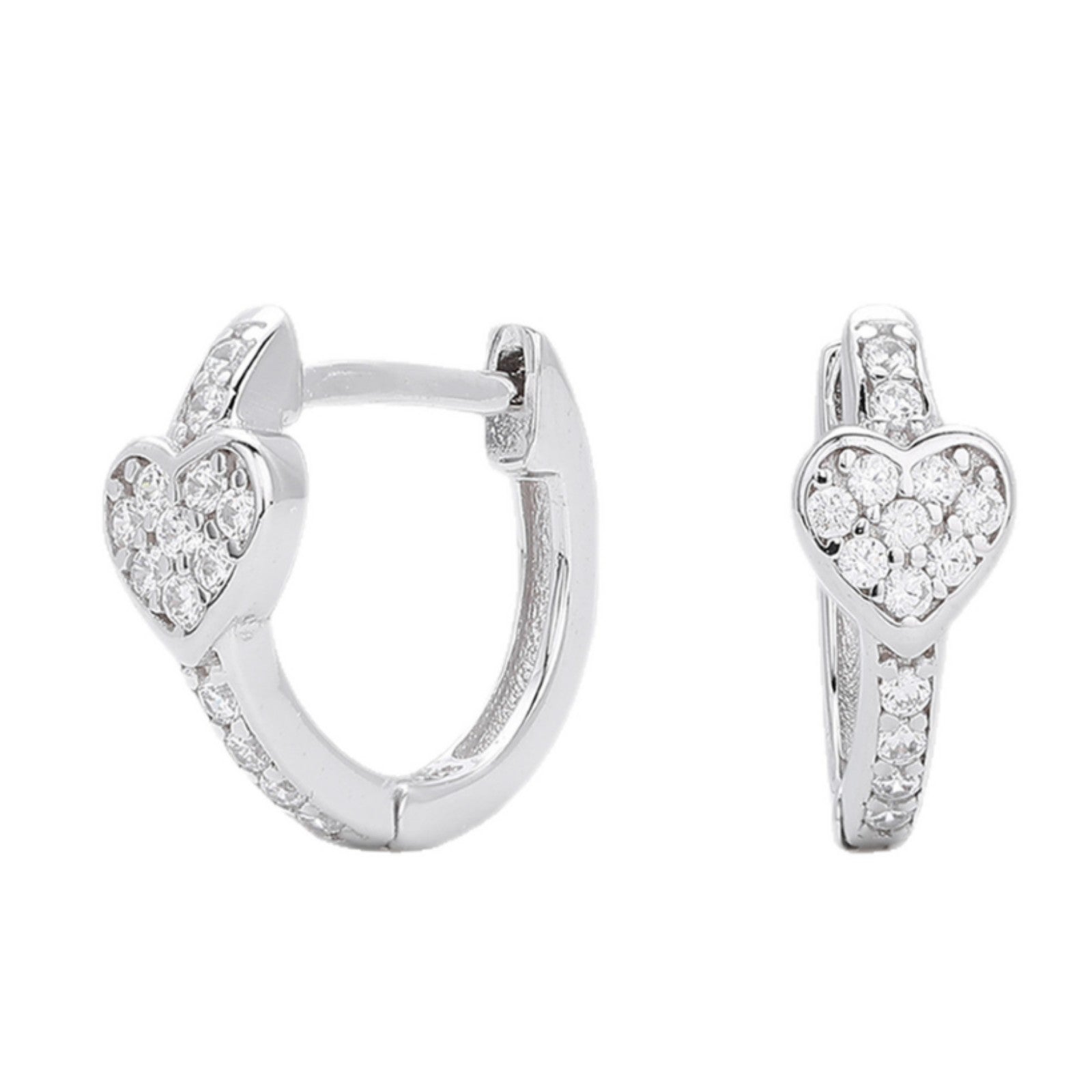Damen Creolen-Ohrringe mit Herzmotiv und funkelndem Zirkonbesatz Shop Nory