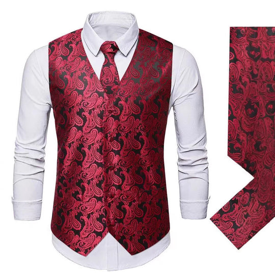 Herren Paisley Satin Anzugweste Set mit Krawatte und Einstecktuch Shop Nory