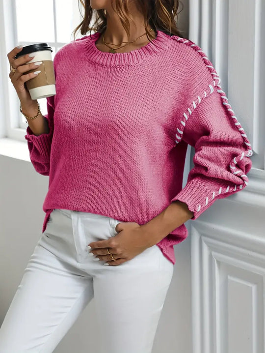 Damen Oversize Strickpullover mit dekorativem Kordel‑Zopf an Ärmeln Shop Nory